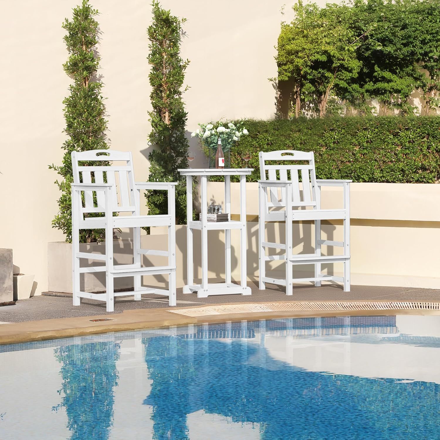 White Tall Adirondack Bar Chair for Patio - photo 2