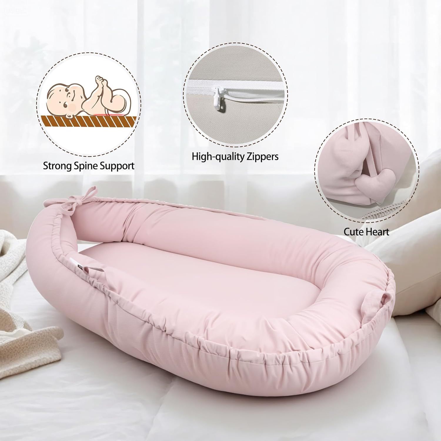 Baby Lounger for Newborn 0-24 Months - Soft Breathable Cotton - photo 4