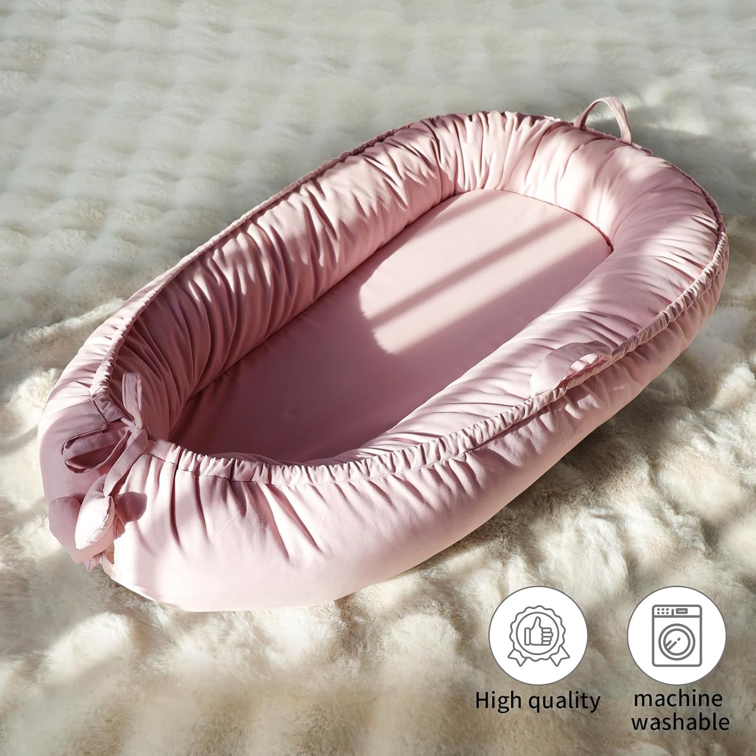 Baby Lounger for Newborn 0-24 Months - Soft Breathable Cotton - photo 5