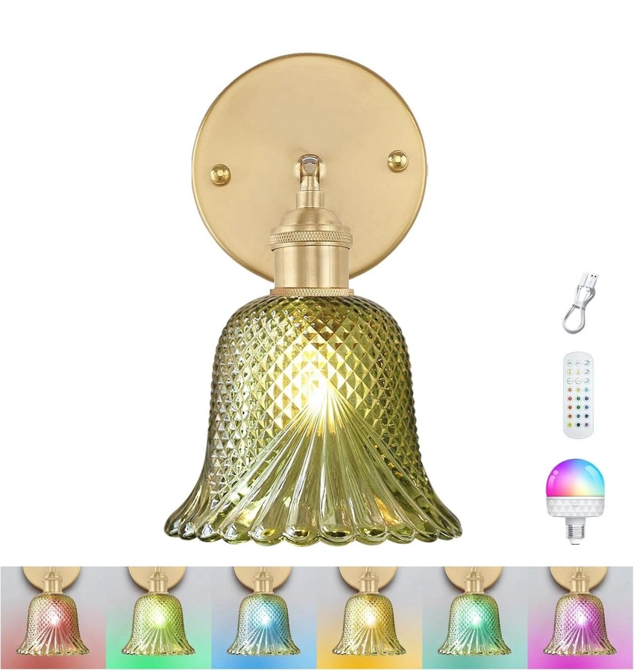 Rechargeable Vintage Flower Glass Wall Sconces (1 PCS)