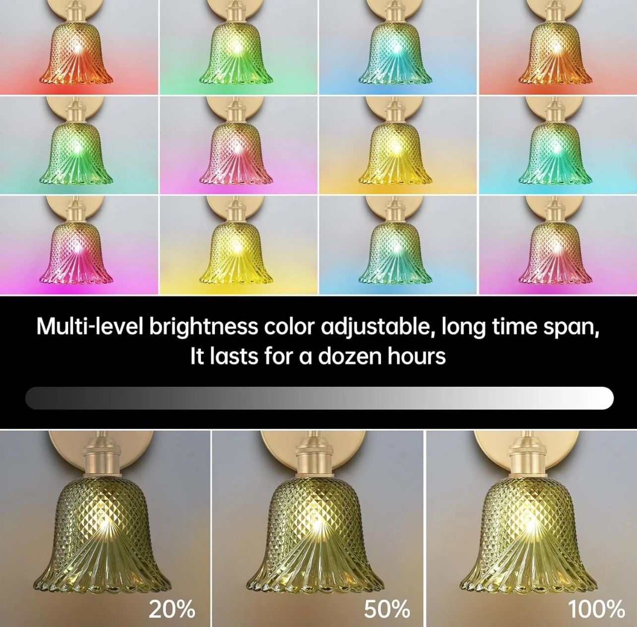 Rechargeable Vintage Flower Glass Wall Sconces (1 PCS) - photo 3