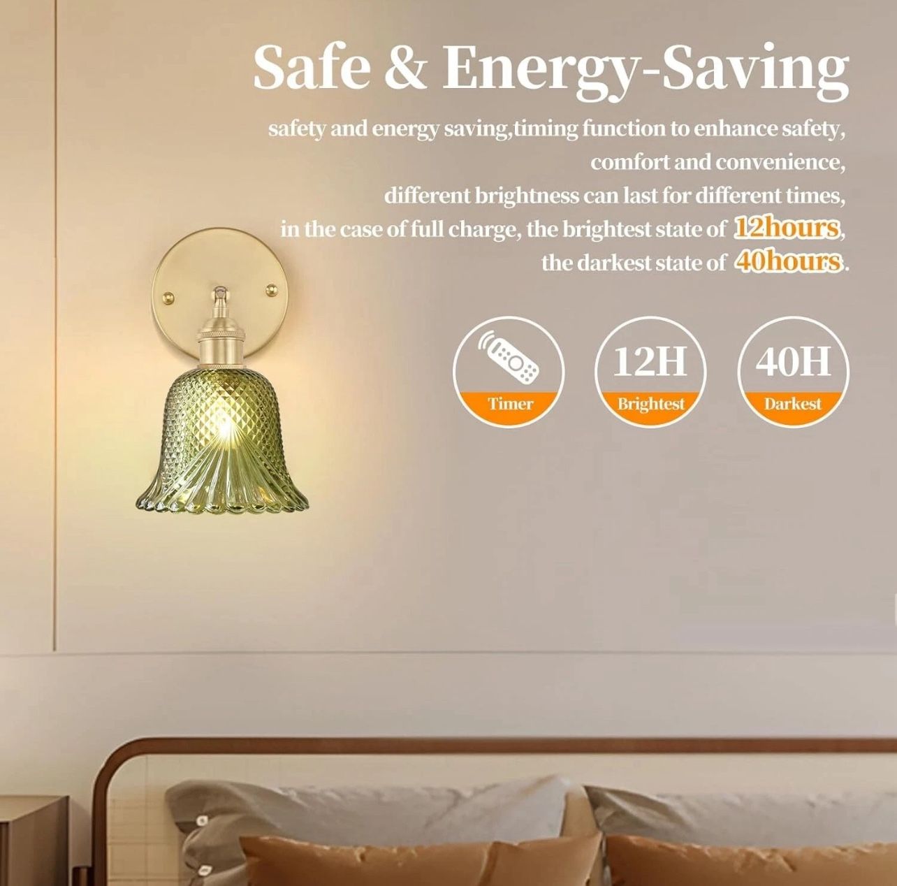 Rechargeable Vintage Flower Glass Wall Sconces (1 PCS) - photo 4