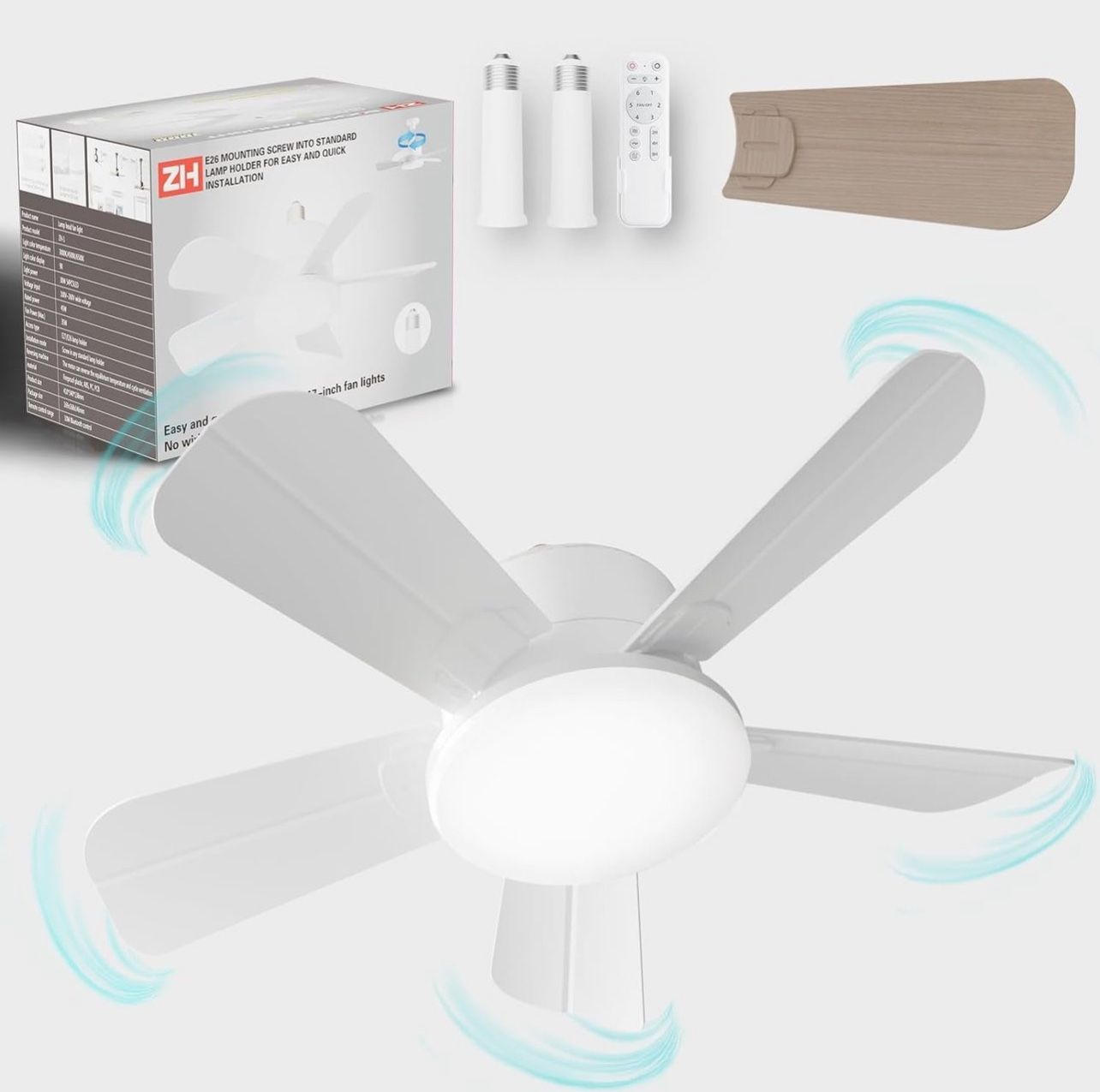 19in Socket Fan Light with Remote