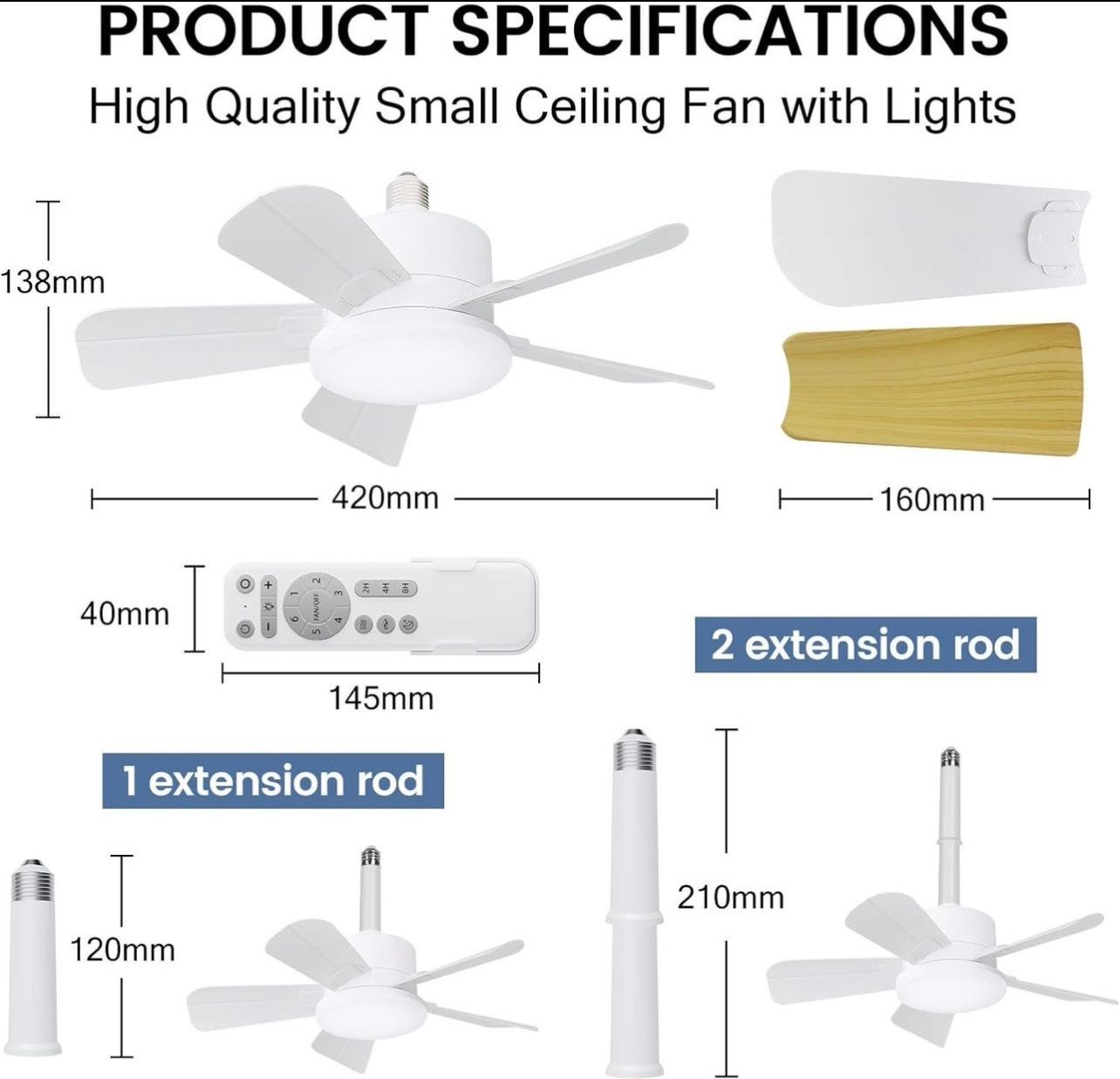 19in Socket Fan Light with Remote - photo 2