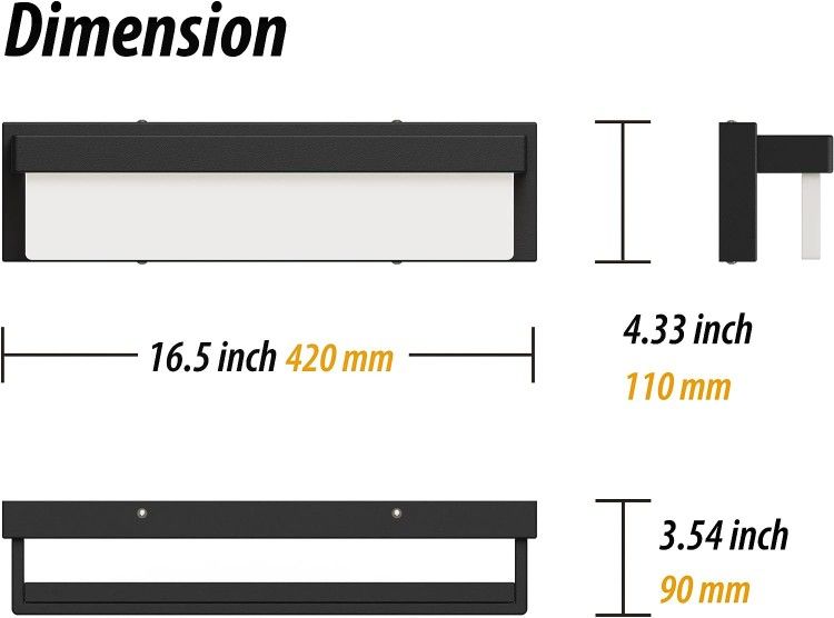 16.5" Black LED Vanity Light Fixture - Modern - photo 2