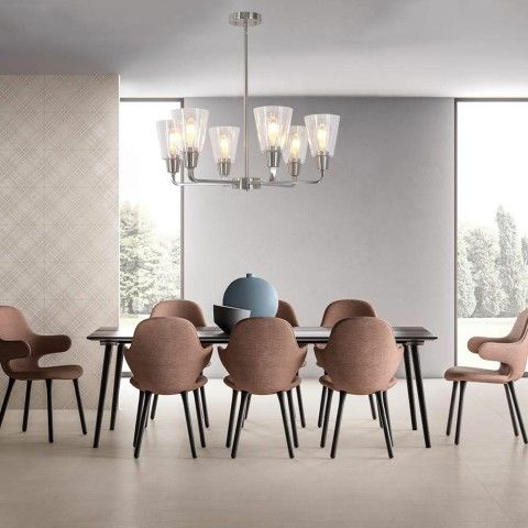 Modern Chandelier 6 Light Clear Glass Pendant Light