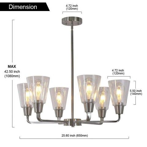 Modern Chandelier 6 Light Clear Glass Pendant Light - photo 2