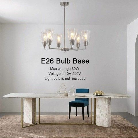Modern Chandelier 6 Light Clear Glass Pendant Light - photo 3
