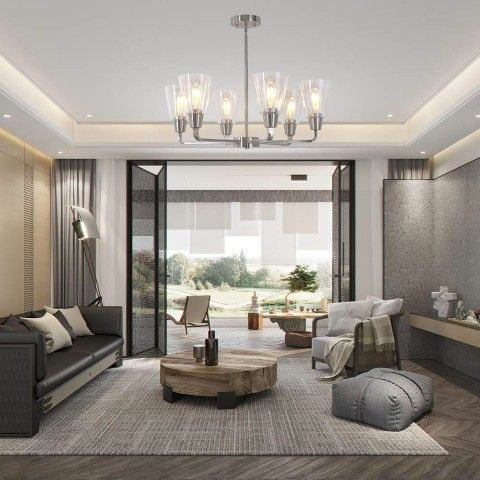 Modern Chandelier 6 Light Clear Glass Pendant Light - photo 4