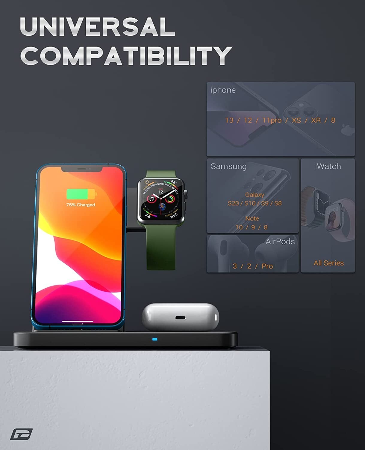 3-in-1 Qi Wireless Charger for Apple Devices - photo 3