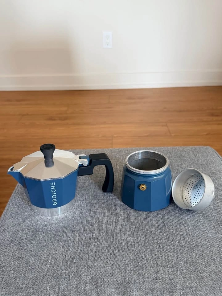 GROSCHE Blue Moka Pot Coffee Maker 3 espresso cups capacity - photo 2