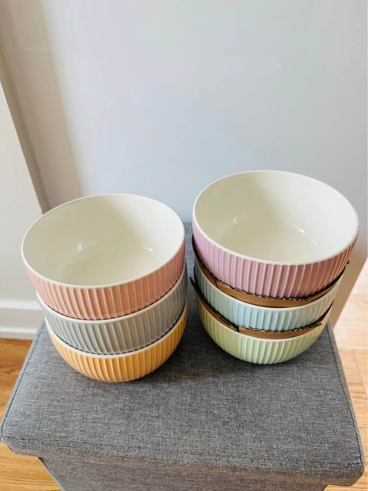 Set of 6 Pastel Ribbed Bowls - photo 2