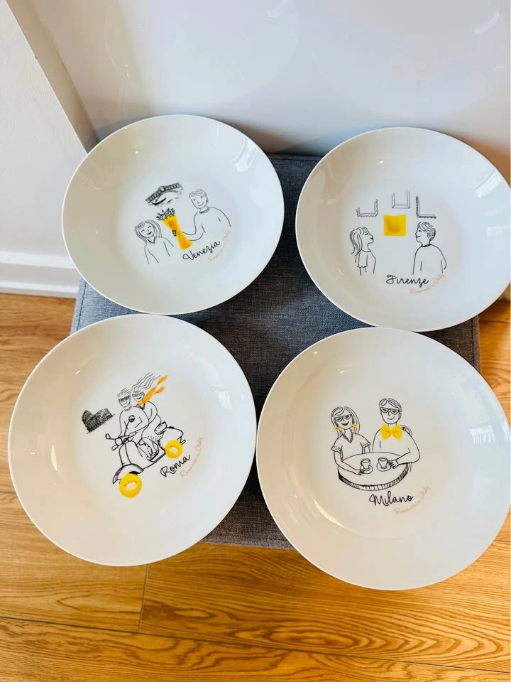 Set of 4 Italian City Pasta Bowls "Romance in Italy" - photo 2