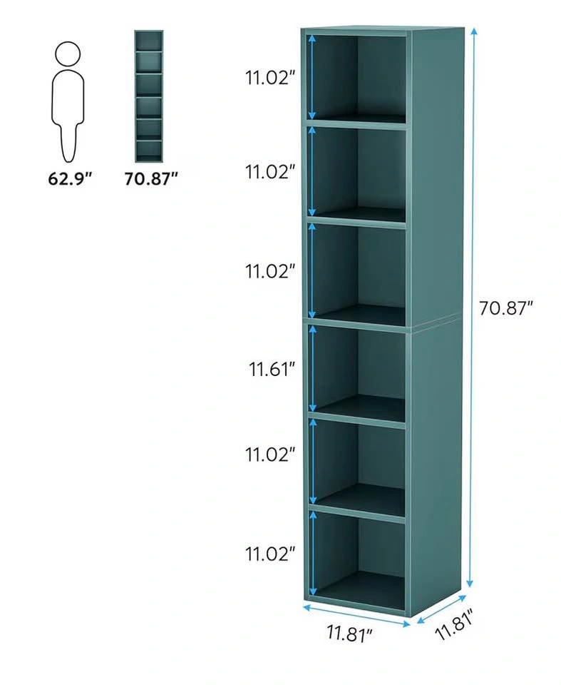Teal 5-Shelf Bookshelf - photo 3