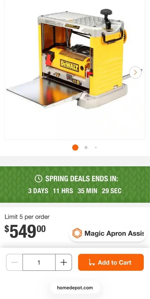 Dewalt 15 Amp 12.5 Inch Portable Bench Planer (DW734) - photo 2