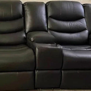 Two seater power recliner leather sofa