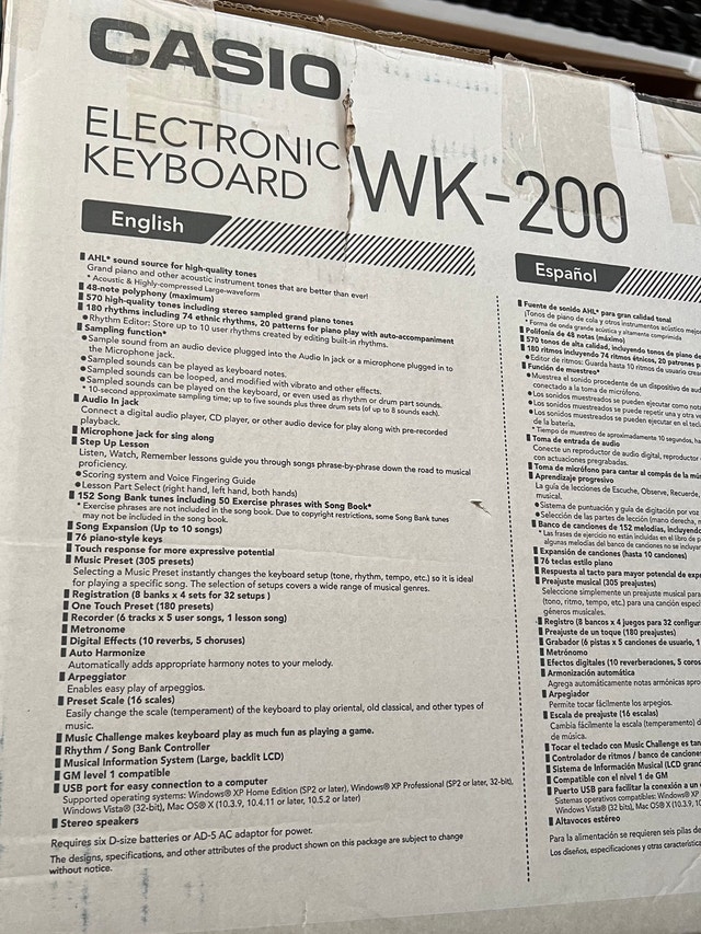 Casio WK-200 Electronic Keyboard