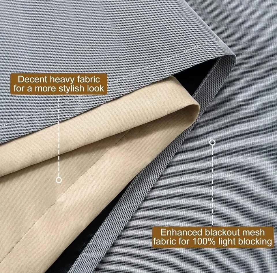 100% Blackout Curtains W42xL84 Beige (Set of 2) - photo 3