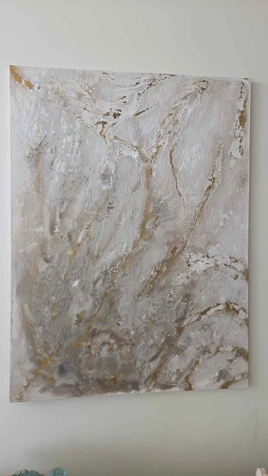 Wall art white gold and gray 30x40" - photo 2