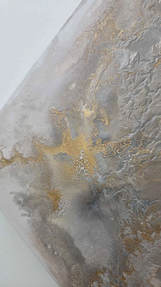 Wall art white gold and gray 30x40" - photo 3