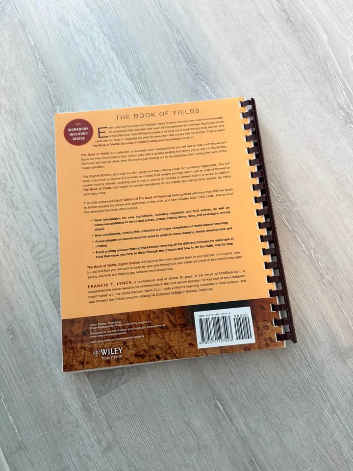 Book of Yields 8th Ed Francis T Lynch Culinary Costing Workbook - photo 2