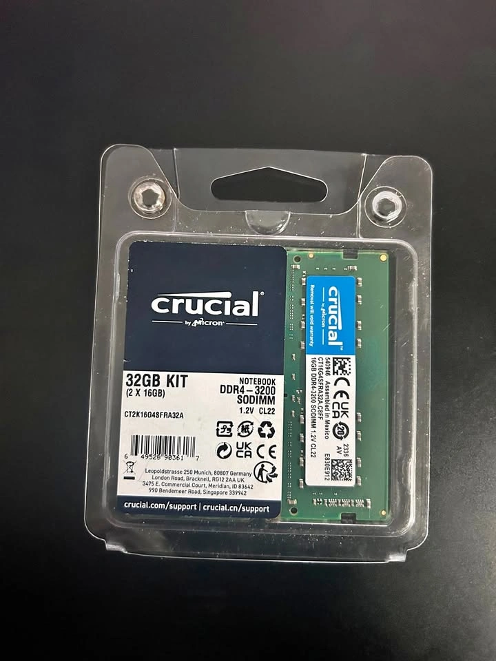 Crucial 32GB DDR4 RAM Kit (2x16GB) 3200MHz CL22 Laptop Memory