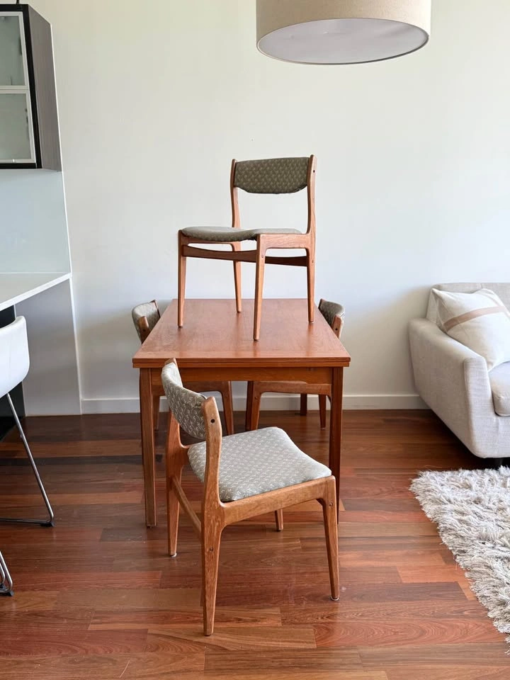 Danish Teak Extendable Dining Table + 4 Chairs