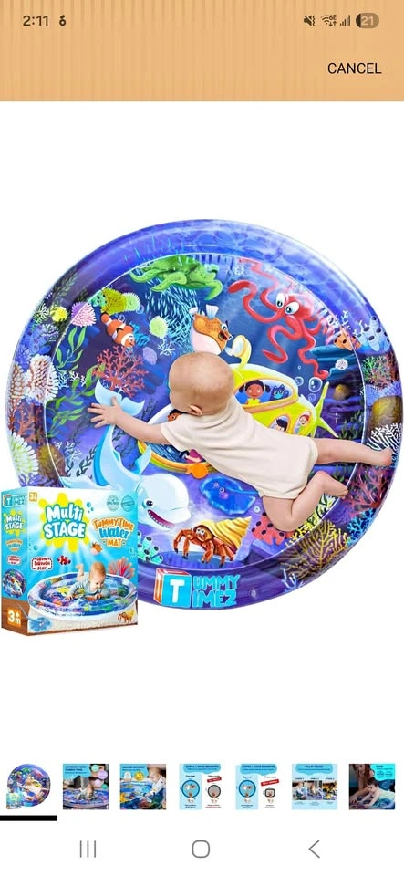 Tummy time water mat