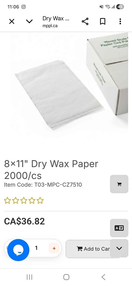 Dry waxed paper barely used