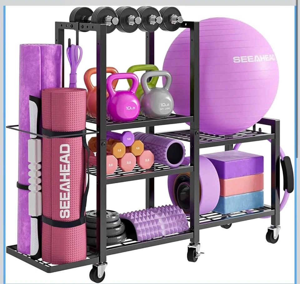 5-Tier Home Gym Storage Rack with Wheels