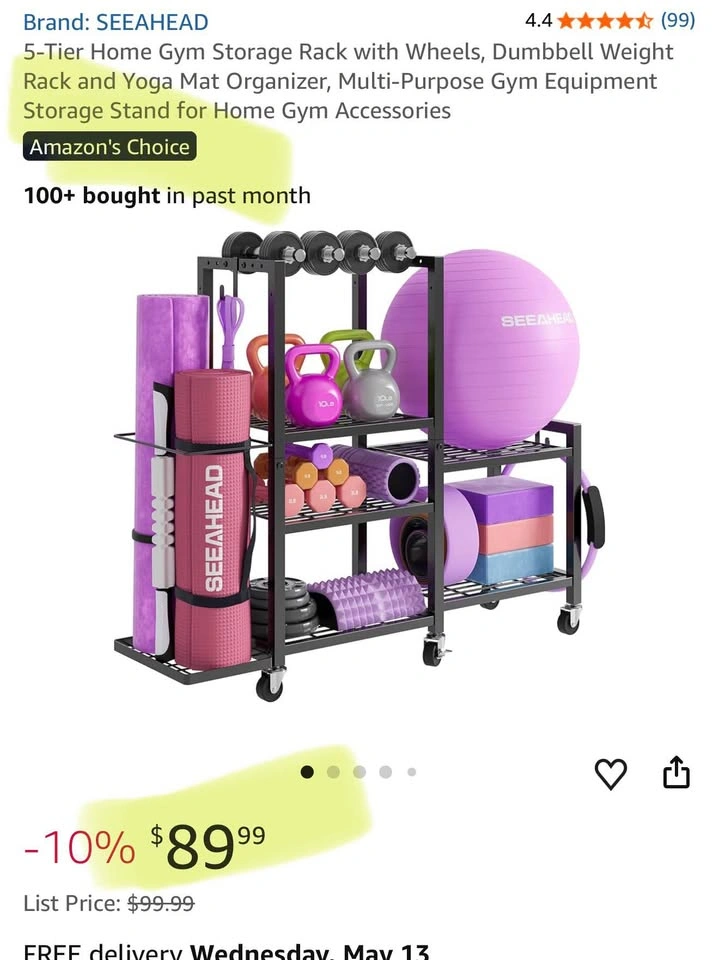5-Tier Home Gym Storage Rack with Wheels - photo 3