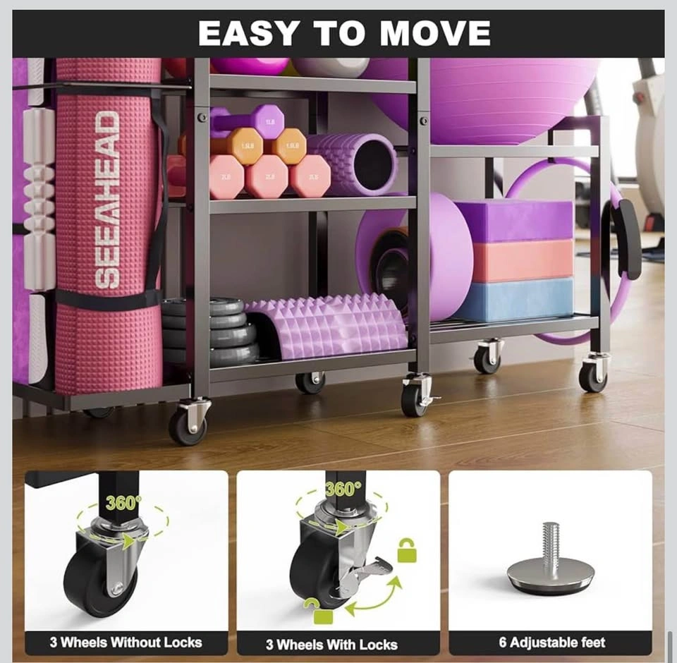 5-Tier Home Gym Storage Rack with Wheels - photo 5