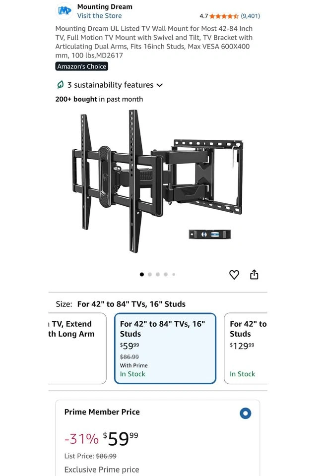 TV Wall Mount for 42-84 Inch TVs - Full Motion - photo 2