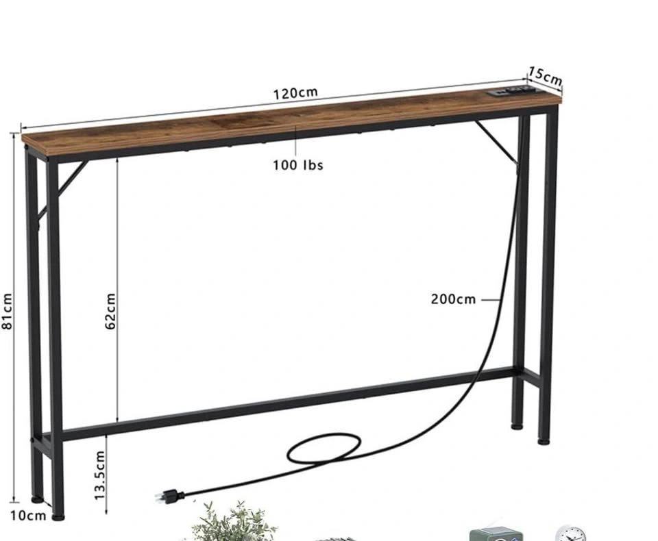 Brand New! Skinny Console Table with Charging Station - photo 3