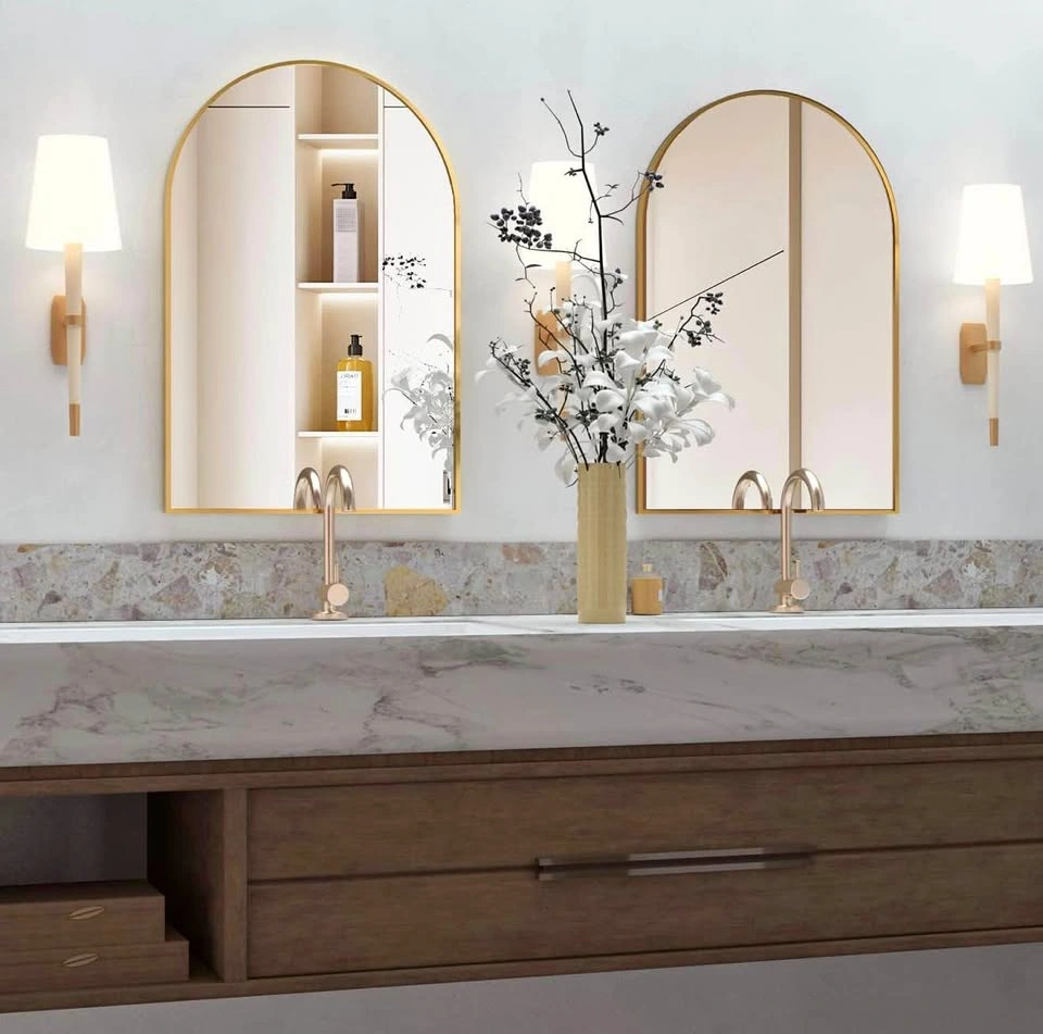 2 Piece Gold Arch Wall Mirror Set - 20"x30"