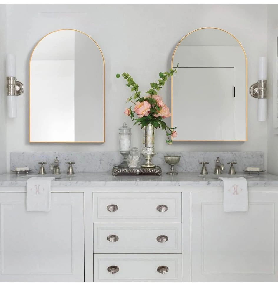 2 Piece Gold Arch Wall Mirror Set - 20"x30" - photo 2