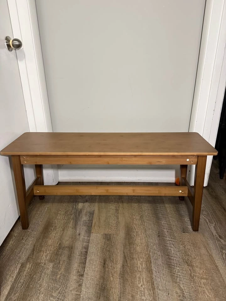 Bamboo Dining Bench, Farmhouse Wood Bench - photo 3