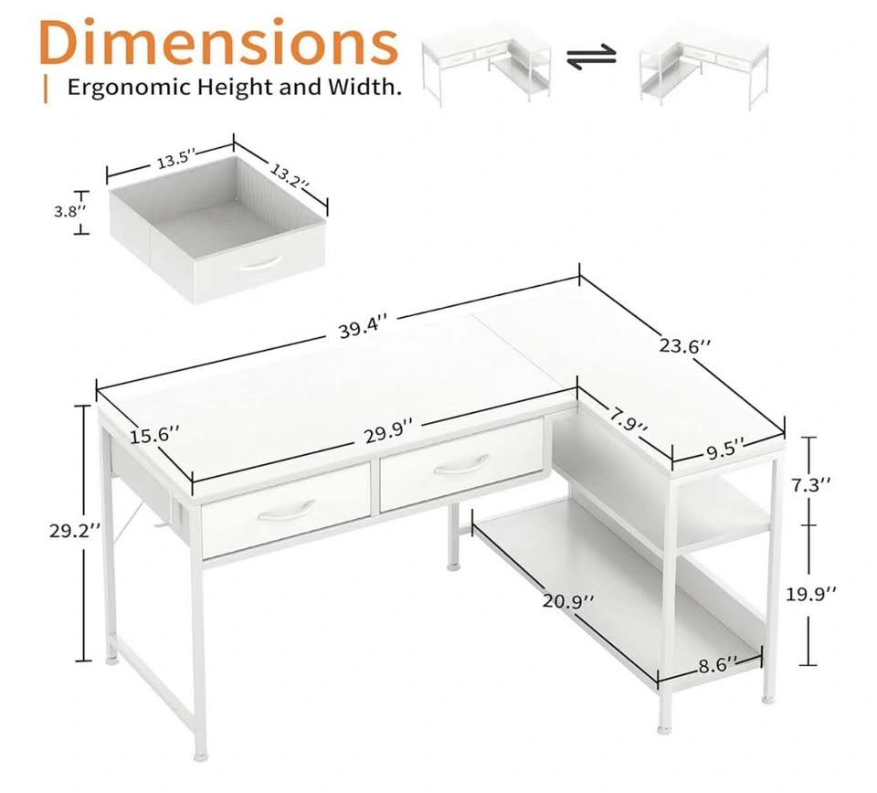Computer Desk with 2 Drawers - photo 3