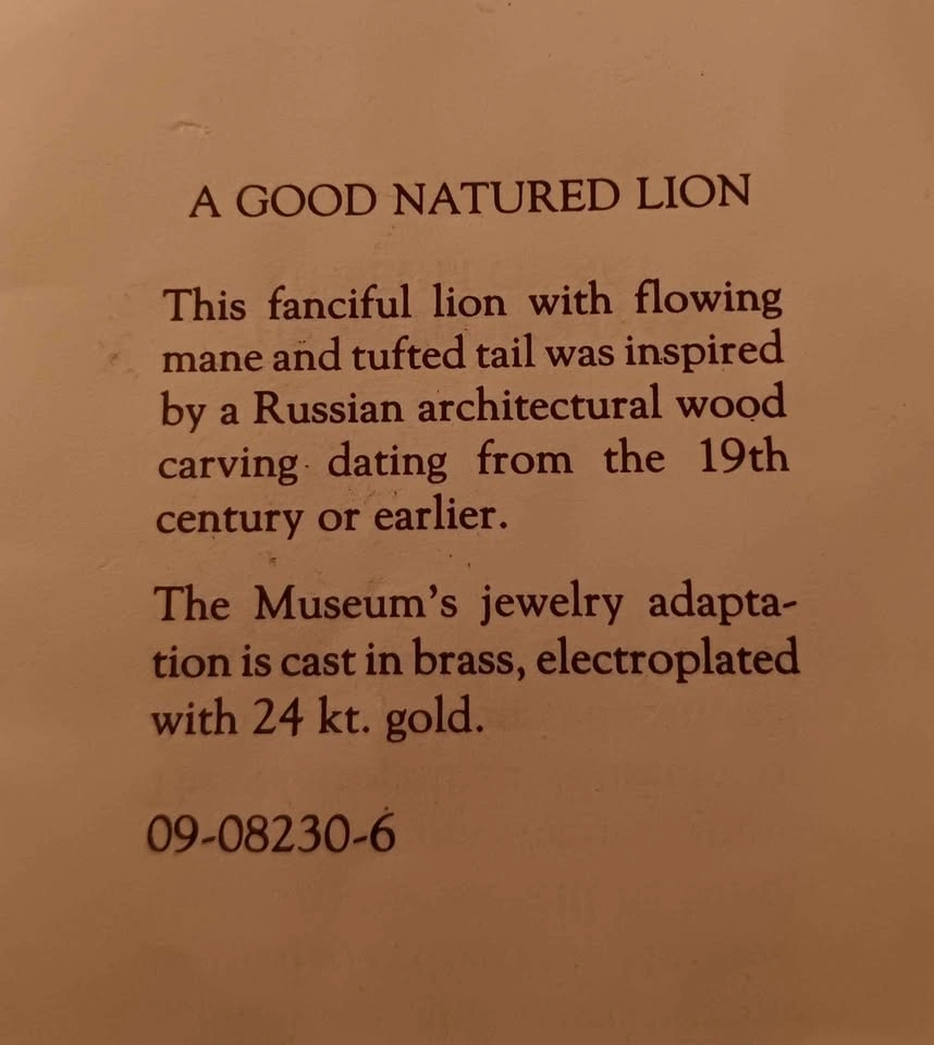 Metropolitan Museum of Art Lion Brooch - photo 3