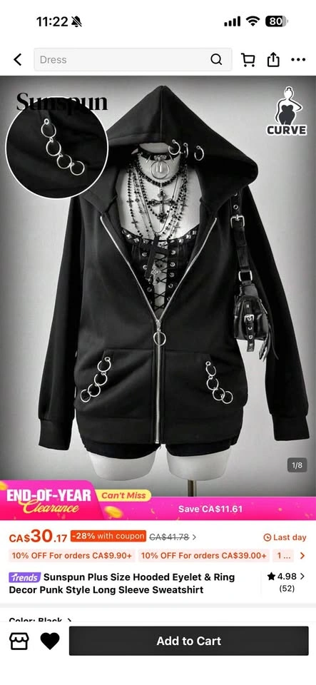 4XL SHEIN Zip-up Hoodie