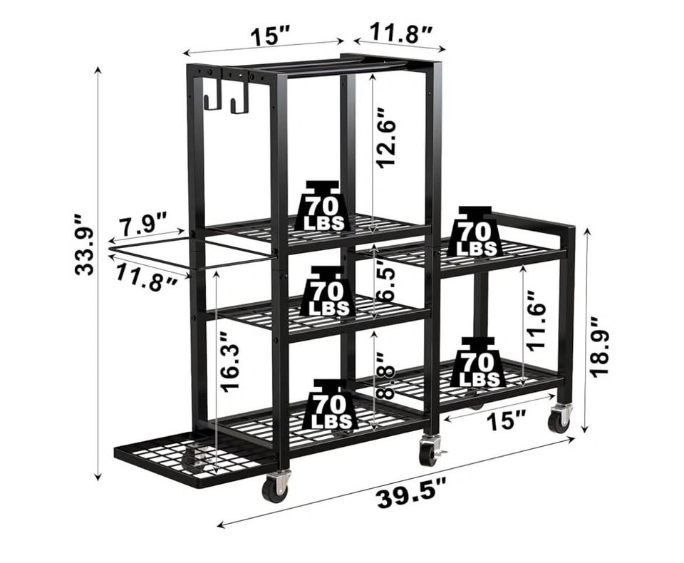5-Tier Home Gym Storage Rack with Wheels - photo 2