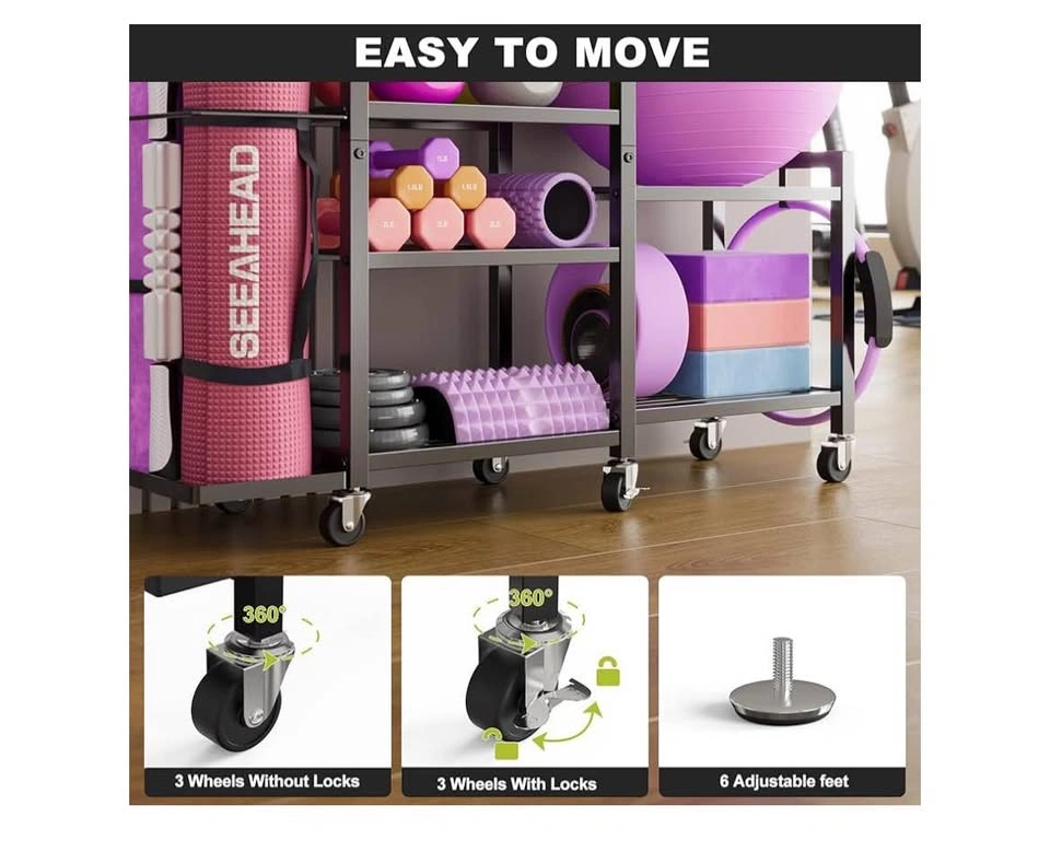 5-Tier Home Gym Storage Rack with Wheels - photo 4