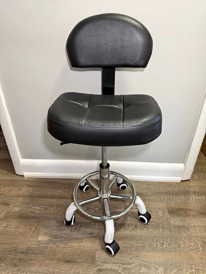 Brand New Assembled Rolling Stool with Back Support