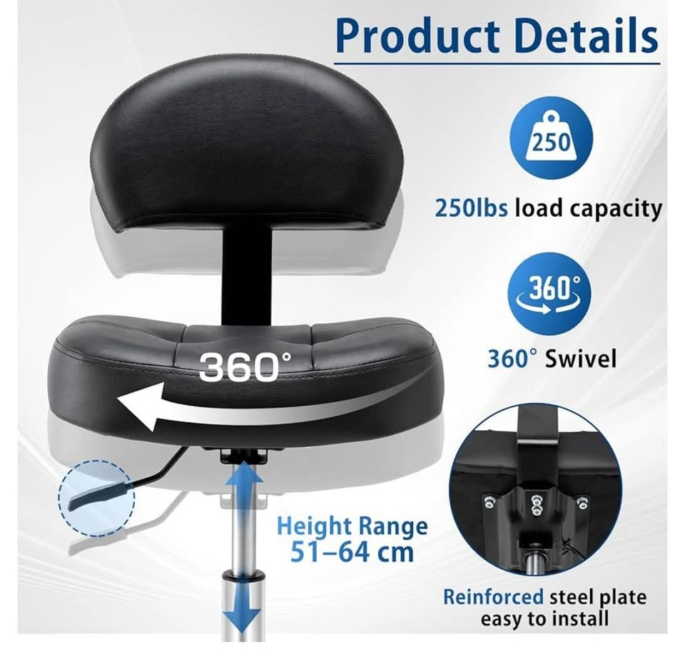 Brand New Assembled Rolling Stool with Back Support - photo 5