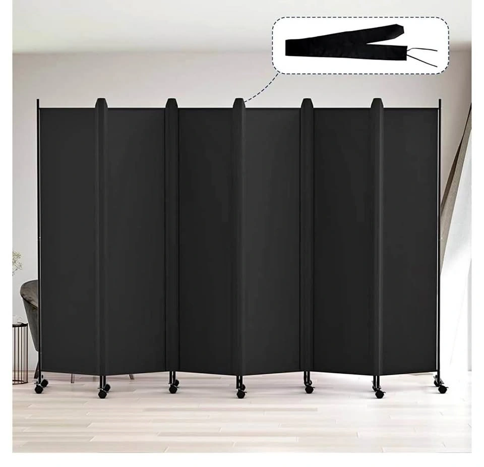 6 Panel Room Divider - 6FT Tall Rolling Privacy Screen
