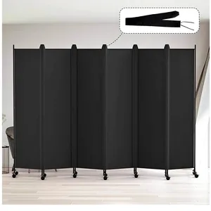 6 Panel Room Divider - 6FT Tall Rolling Privacy Screen