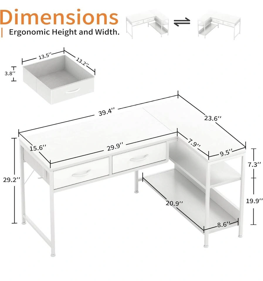 Brand New L-Shaped Computer Desk with Drawers & Shelves - photo 3