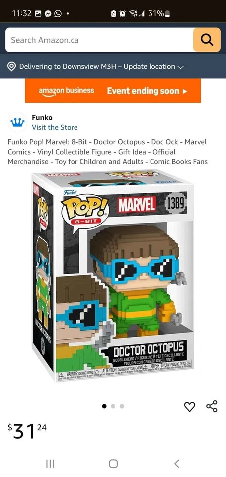 Funko POP! Marvel: 8-Bit Doctor Octopus Bobblehead (Target Exclu - photo 2