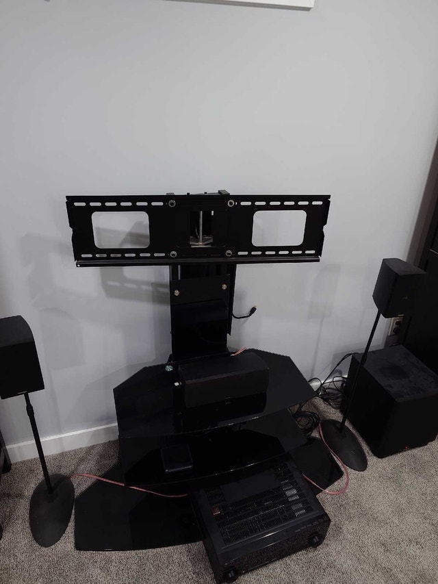 Black TV Stand with Wall Mount Bracket - photo 2