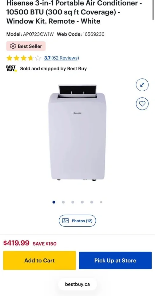 Hisense 3-in-1 Portable Air Conditioner with Wi-Fi - 10500 BTU - photo 2